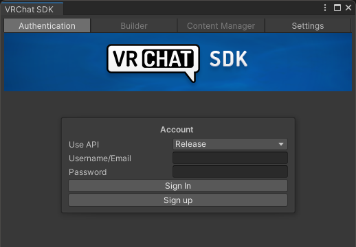 VRChat Control Panel ログイン画面